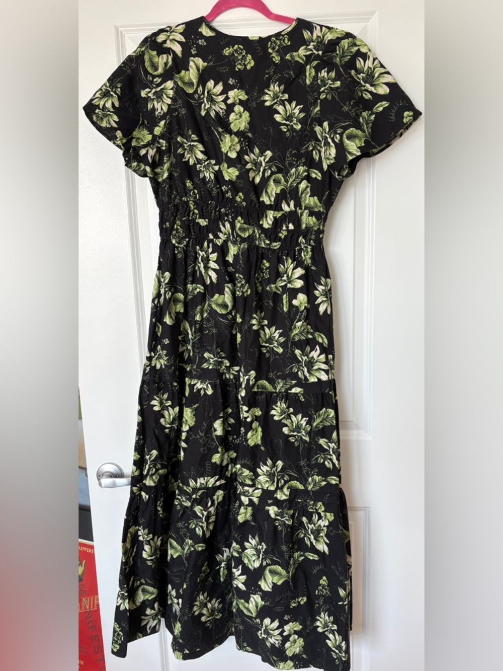 Anthropologie sz Large The Somerset Maxi Dress Black Floral Botanic A-line Tiers - Picture 6 of 8